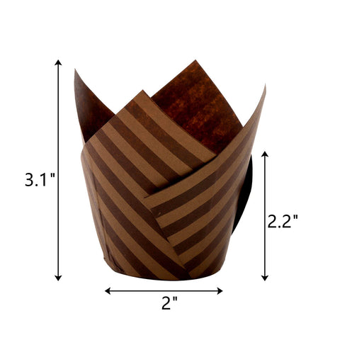 Lawei tulip cupcake liner brown gold pattern adds luxe look