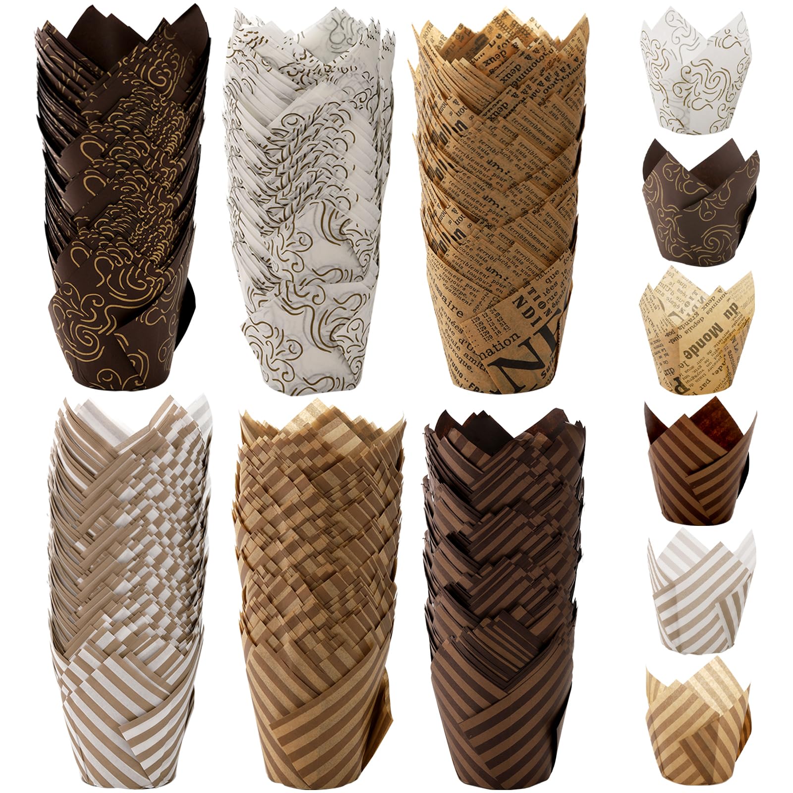 Lawei tulip cupcake liner brown stripes for elegant presentation