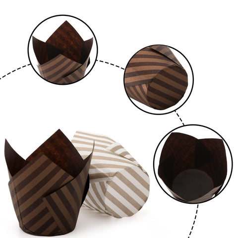 Lawei tulip cupcake liner white gold pattern for classy displays