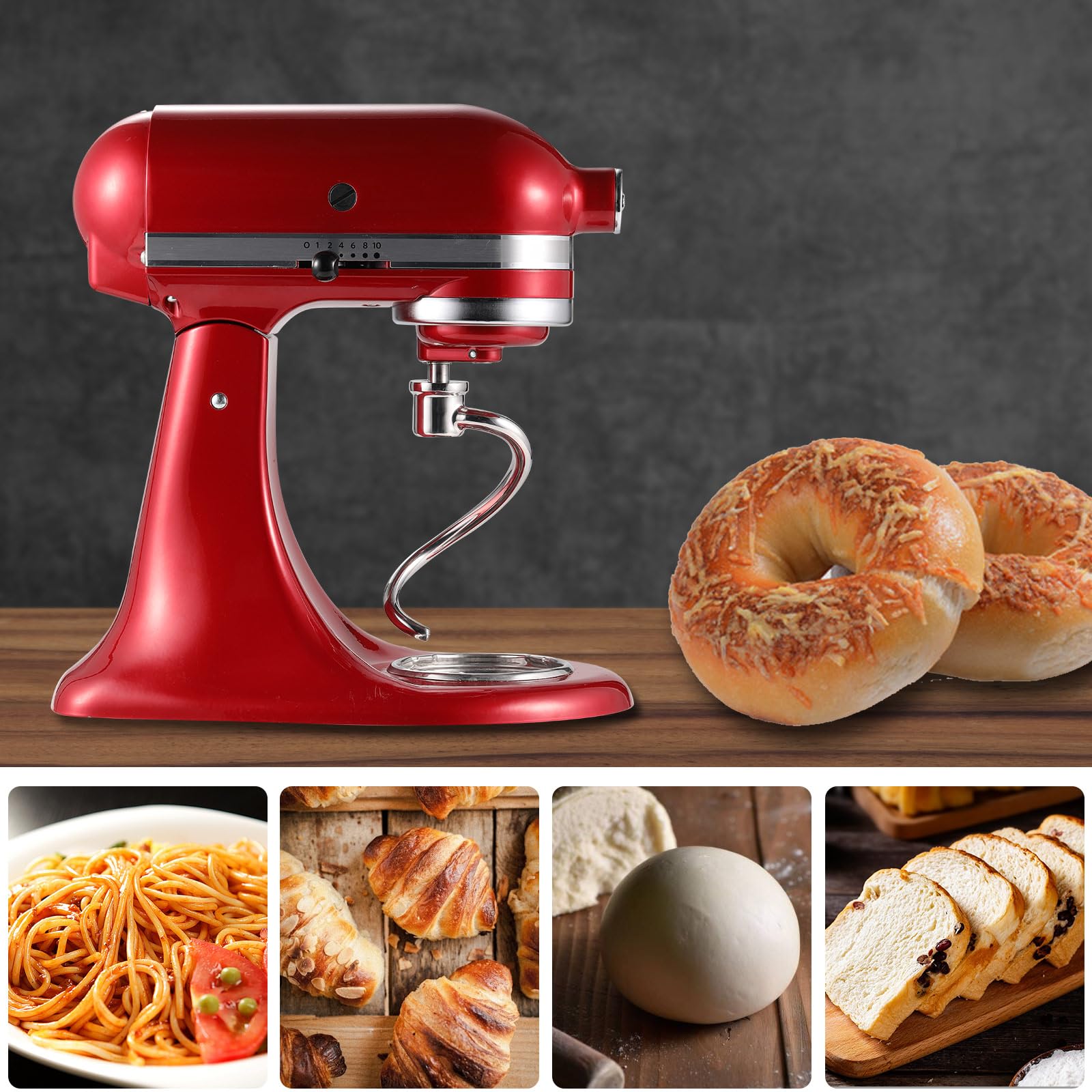 Lawenme compatibility dough hook supports multiple 4.5-5 qt models for versatile baking.
