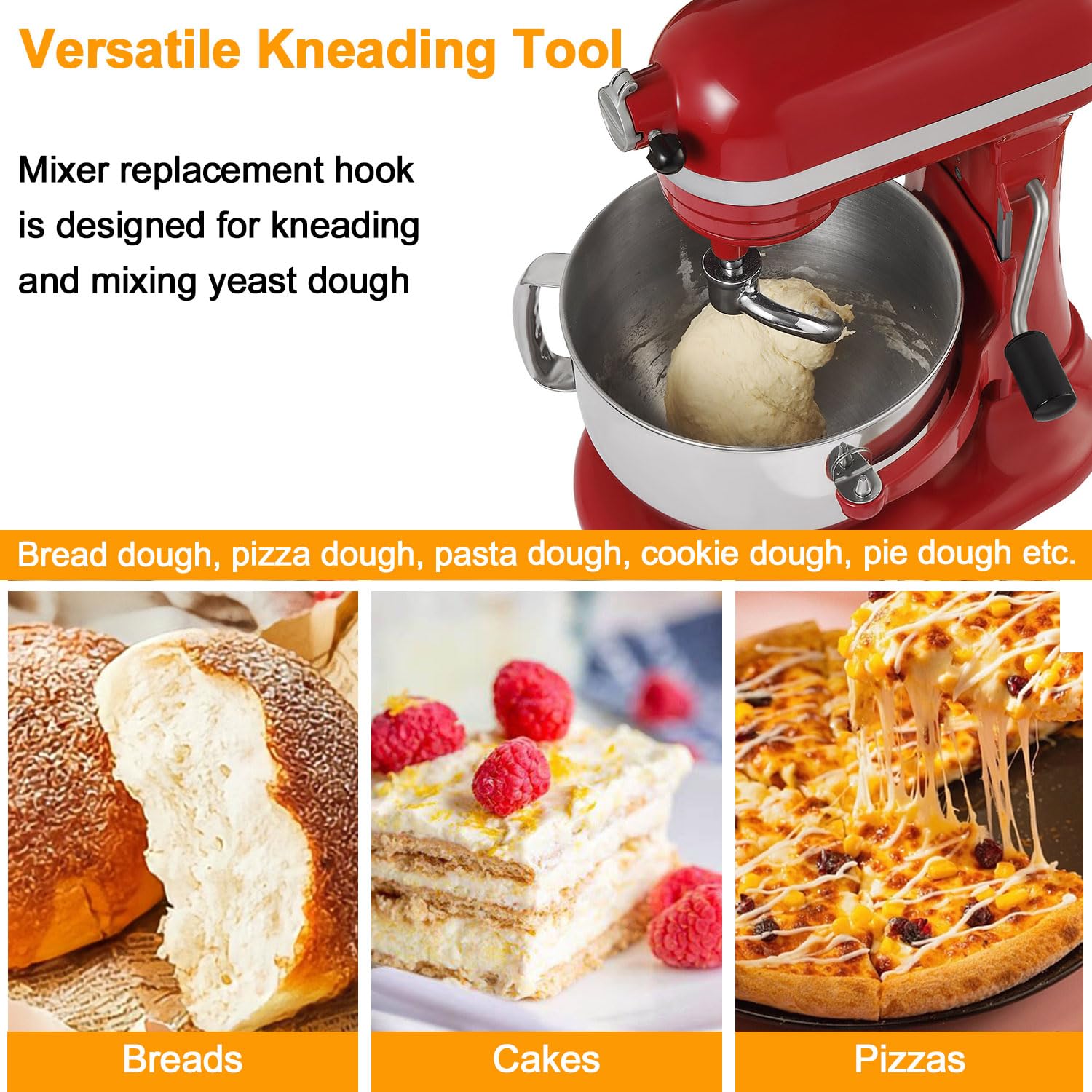 Lawenme easy-clean dough hook with mirror-polished surface cleans quickly