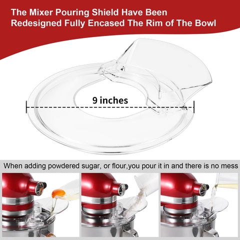 Lawenme Pouring Shield clear design for visible mixing while adding ingredients.