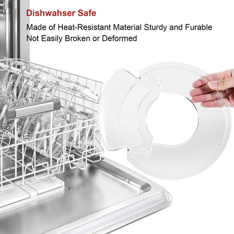 Lawenme Pouring Shield for glass bowls helps add ingredients cleanly.