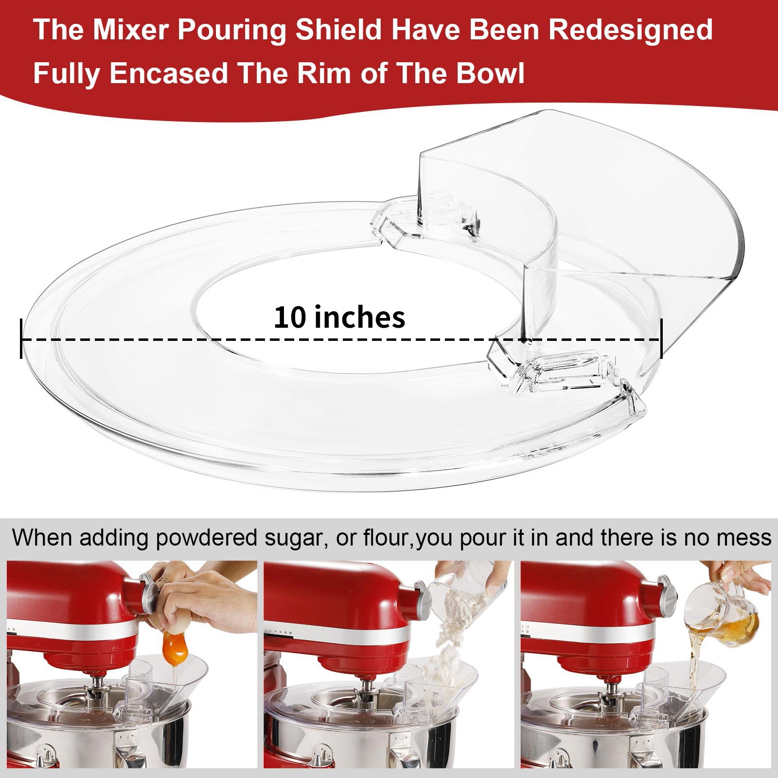 Lawenme splash guard provides a clear view while you mix.