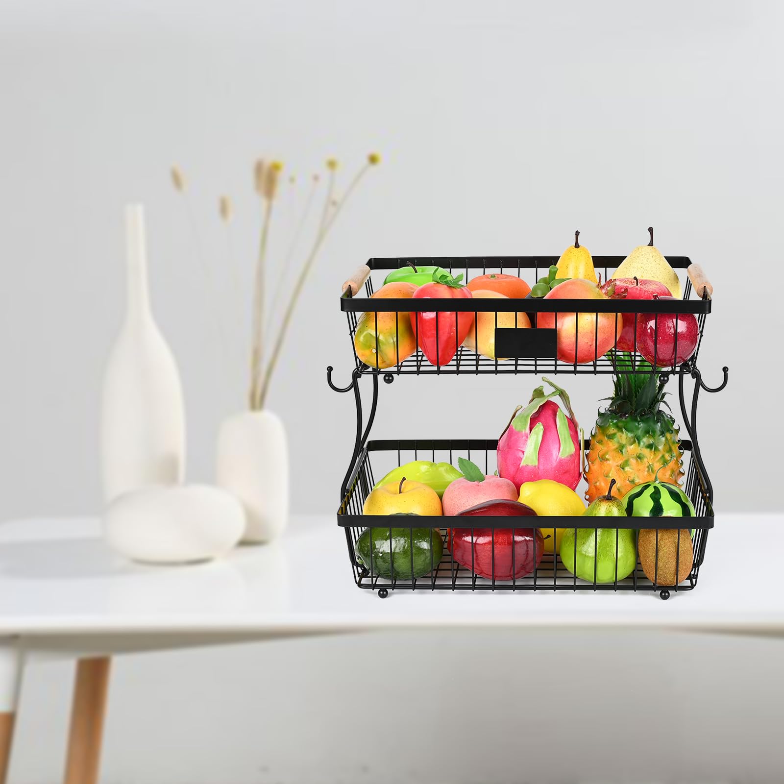 Lawhood-Mijin kitchen countertop organizer helps keep snacks and produce tidy.