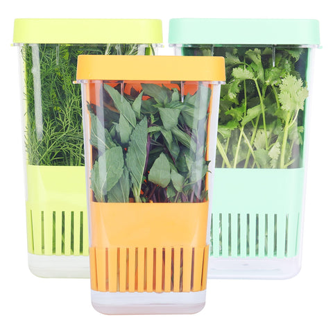 LAWNFUL herb keeper transparent container reveals freshness at a glance.