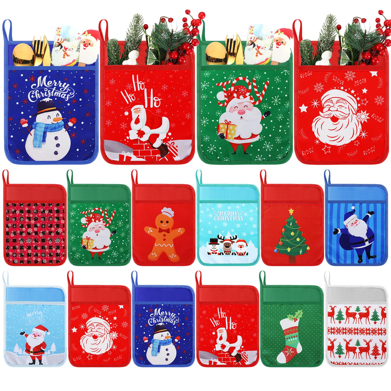 Layhit Christmas pot holders 12-pack with pockets for safe handling