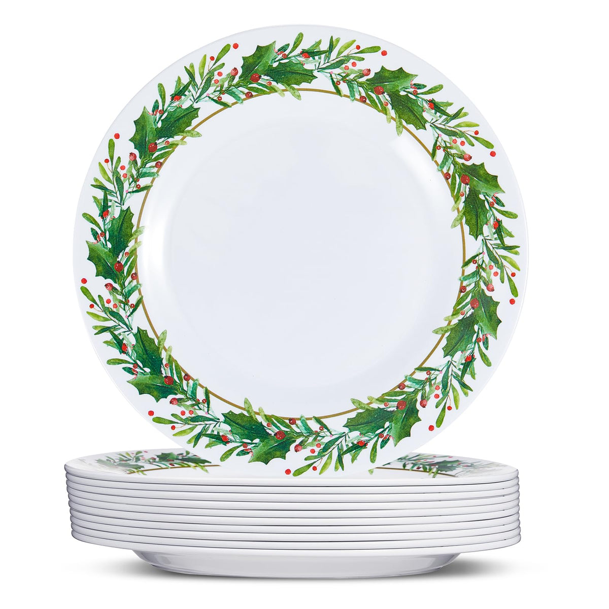 Layhit holly dinner plate 8 inch with holly rim for everyday meals