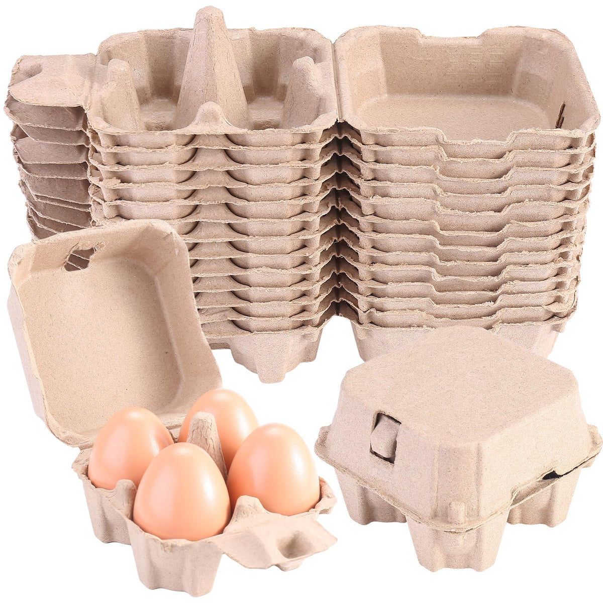 LayHyand egg cartons 4-cell kraft bulk, sturdy and moisture-absorbent