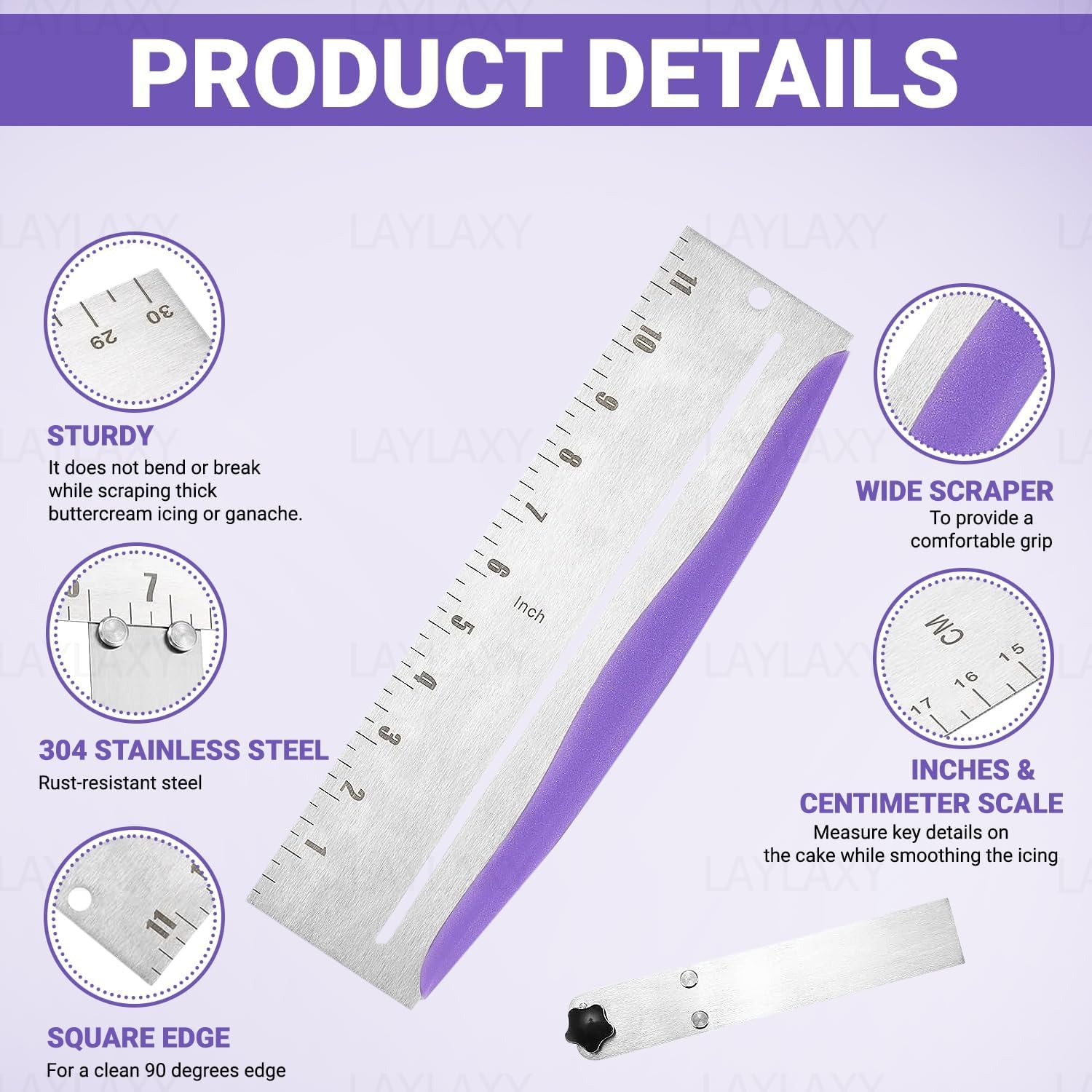 Laylaxy cake smoother with comfortable handle for precise icing control