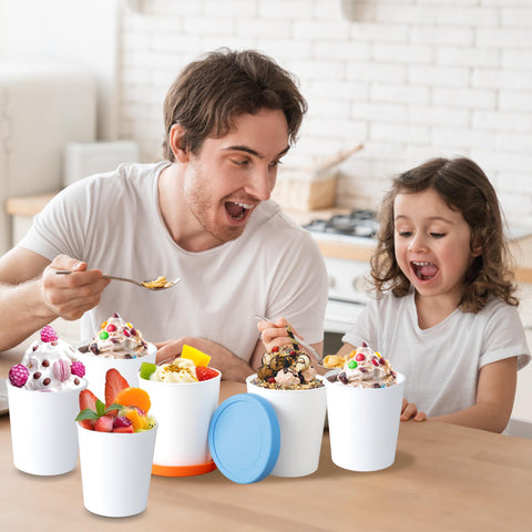 LayYun 8oz ice cream tub with silicone lid keeps flavors airtight.