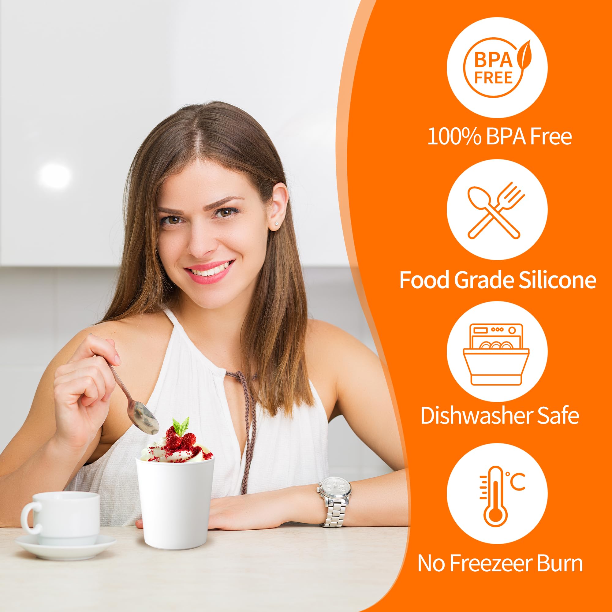 LayYun freezer-friendly flexible silicone ensures no cracks or freezer burn.