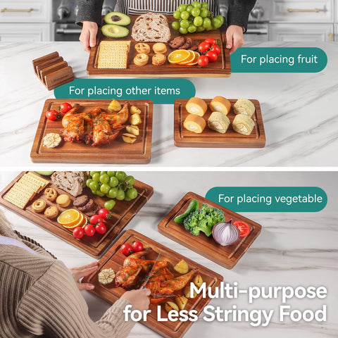 LAZIOPATER Acacia cutting board set for meats, vegetables, and fruits