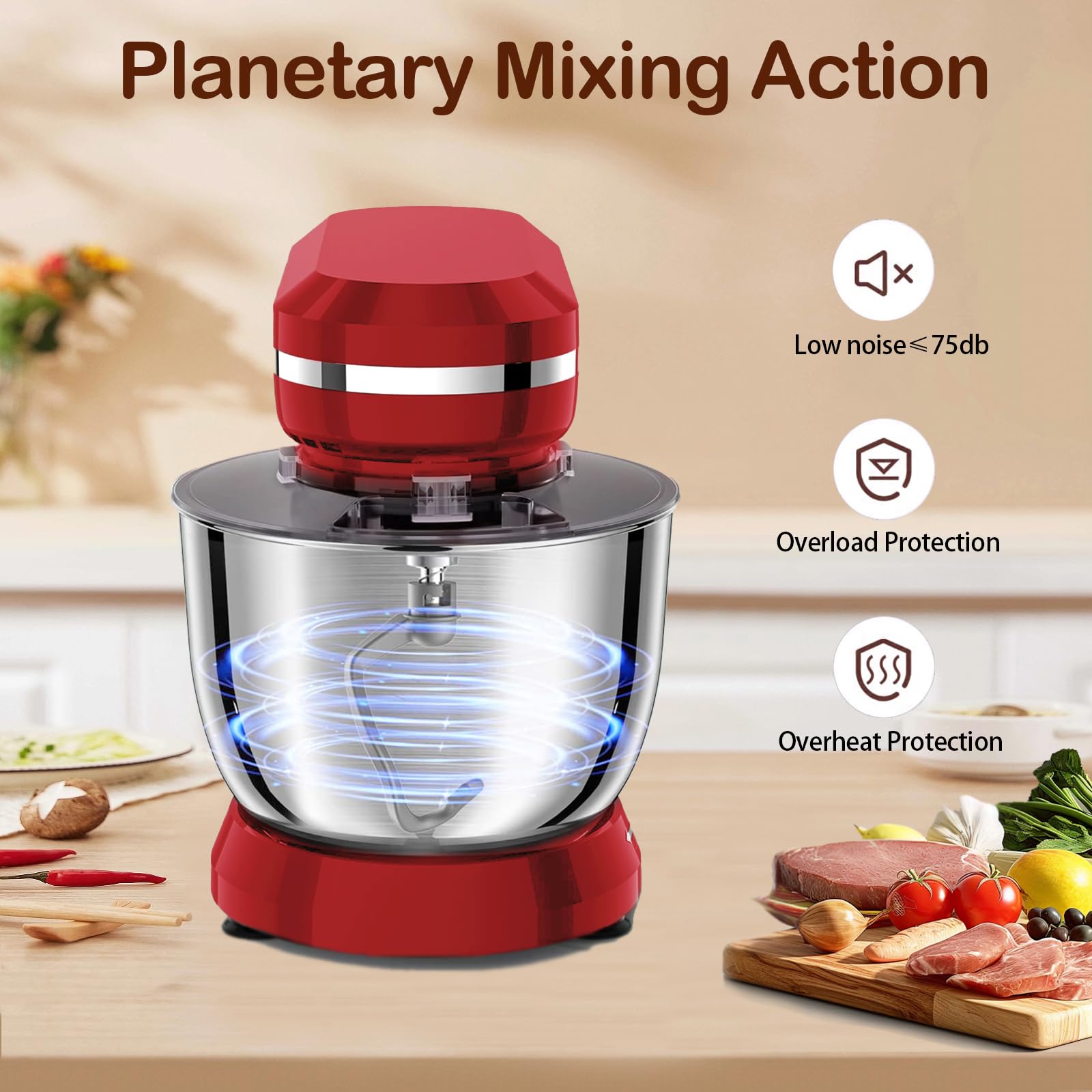 LAZMOQUSA 5.5-quart bowl handles large batches for family baking sessions.
