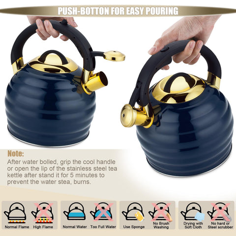 Lazneyru tea kettle base with five-layer bottom for even heat distribution