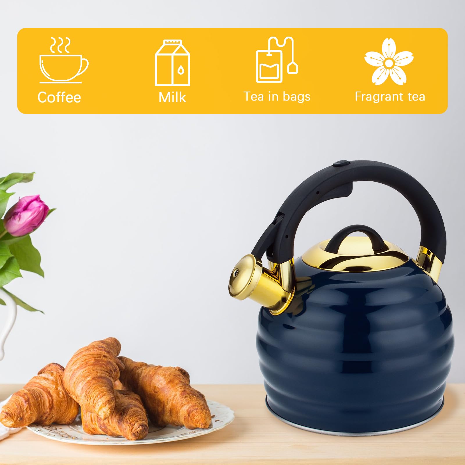 Lazneyru induction-compatible teapot works across stove types