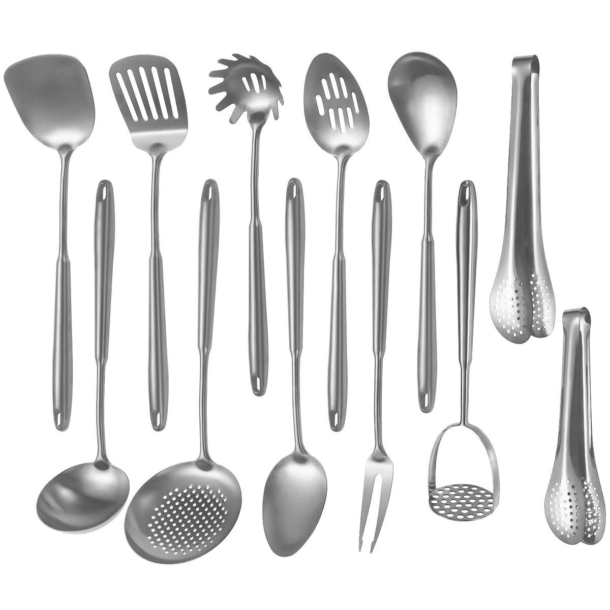 Lazycorner 12-piece stainless steel set with solid turner and ladles for sturdy cooking