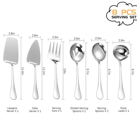 Lazycorner slotted spoons 8pc set ideal for serving salads and sides without drips
