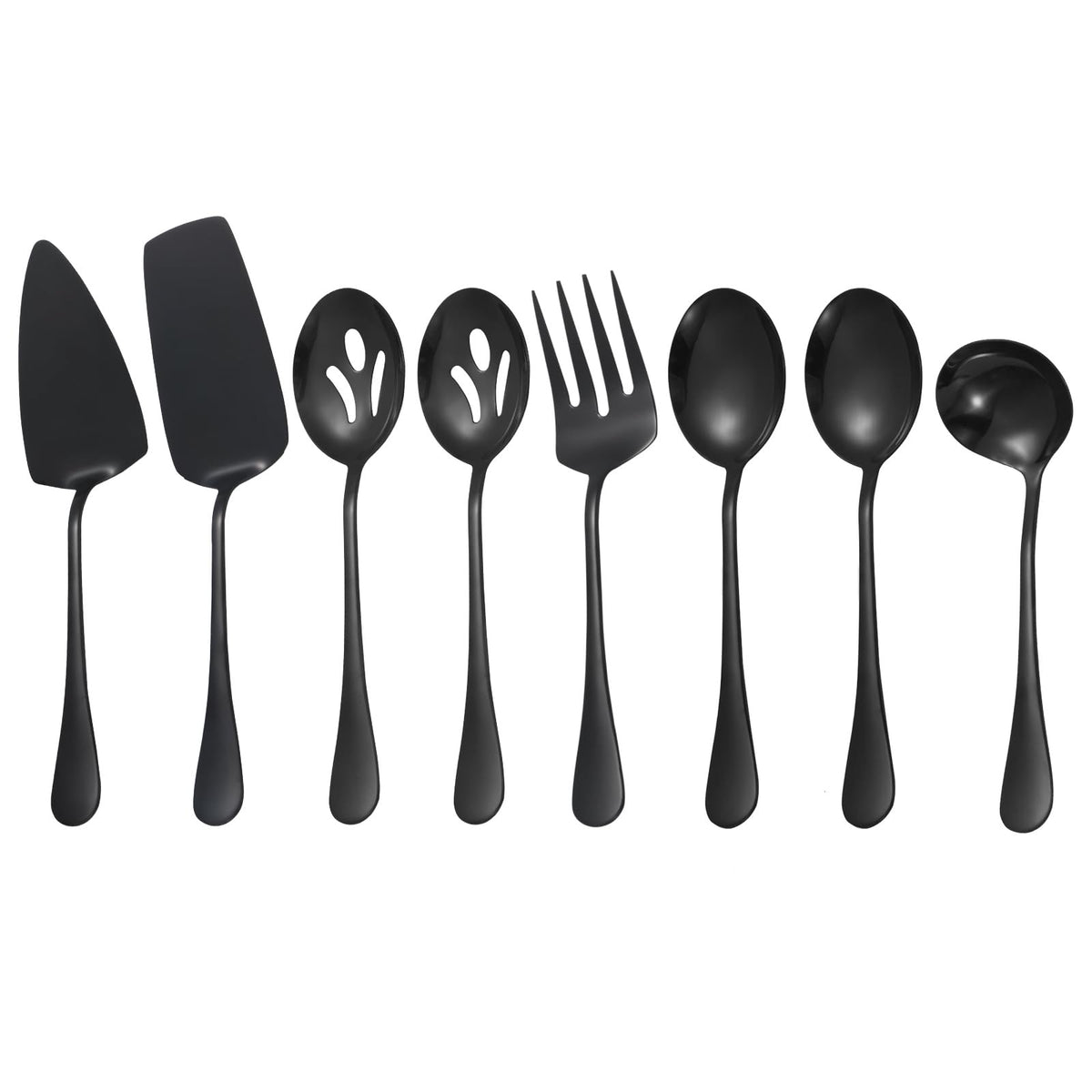 Lazycorner black 8-piece serving set displayed together for easy entertaining