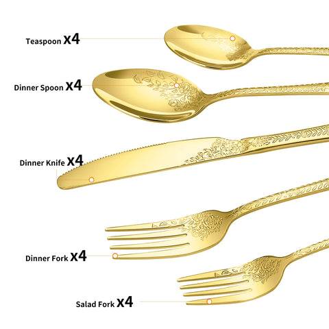 Lazycorner ergonomic handle gold flatware ensures comfortable grip during gatherings.