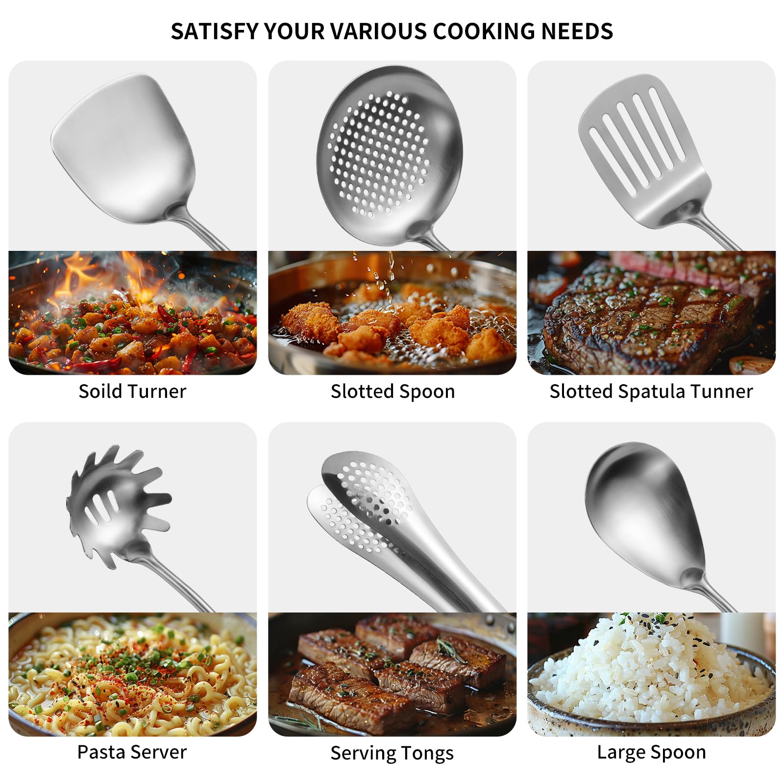 Lazycorner slotted spoon and pasta server for draining and serving.