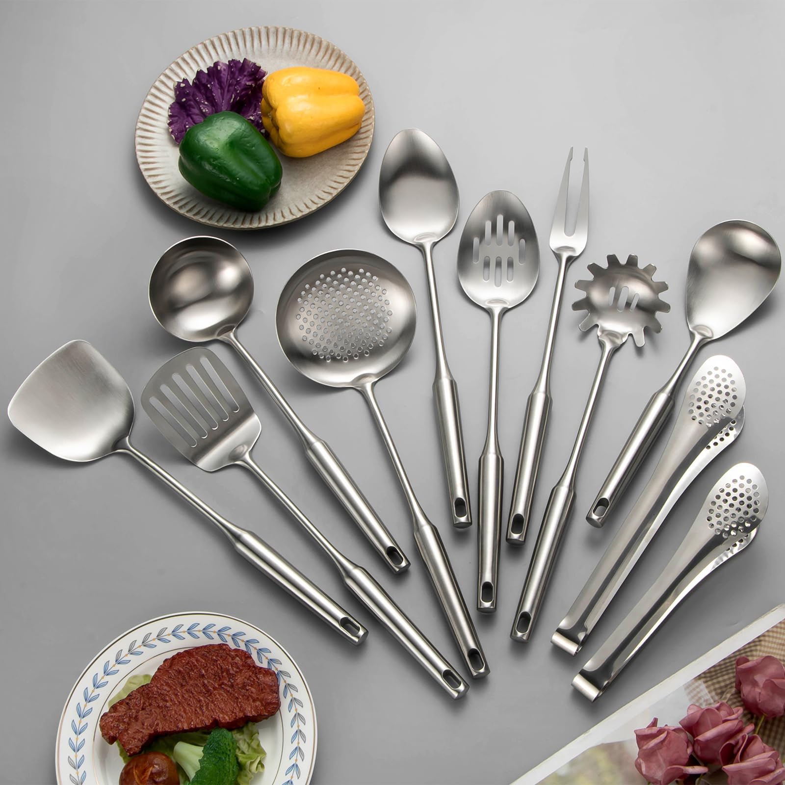Lazycorner stainless steel soup ladle for easy serving.