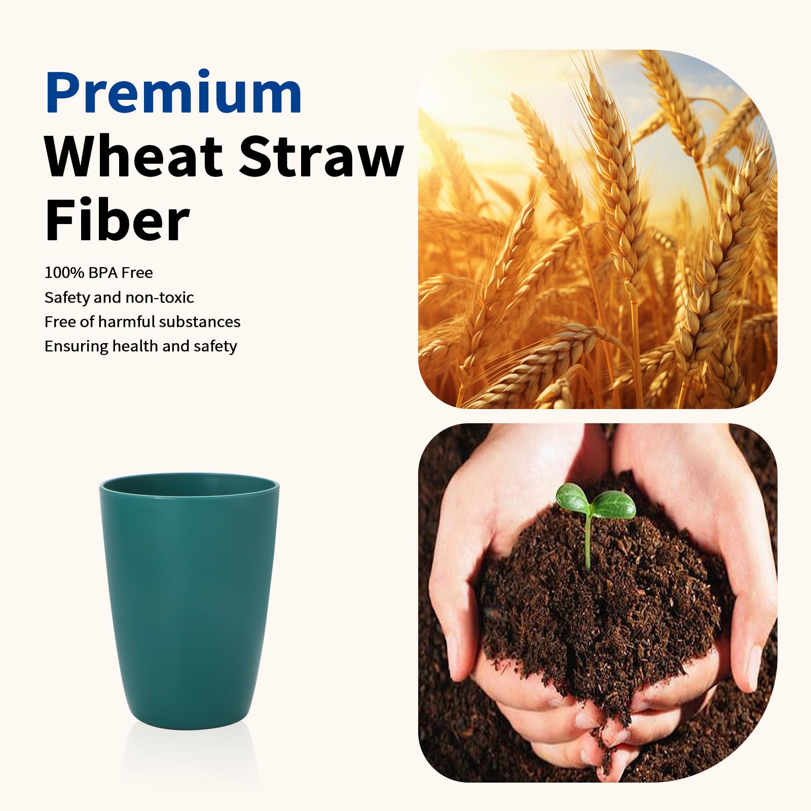 Lazycorner wheat straw cup 12oz blue variant, lightweight BPA-free everyday tumbler.