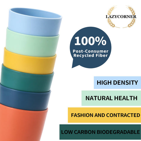 Lazycorner wheat straw cup 12oz green variant, kid-friendly and stackable.