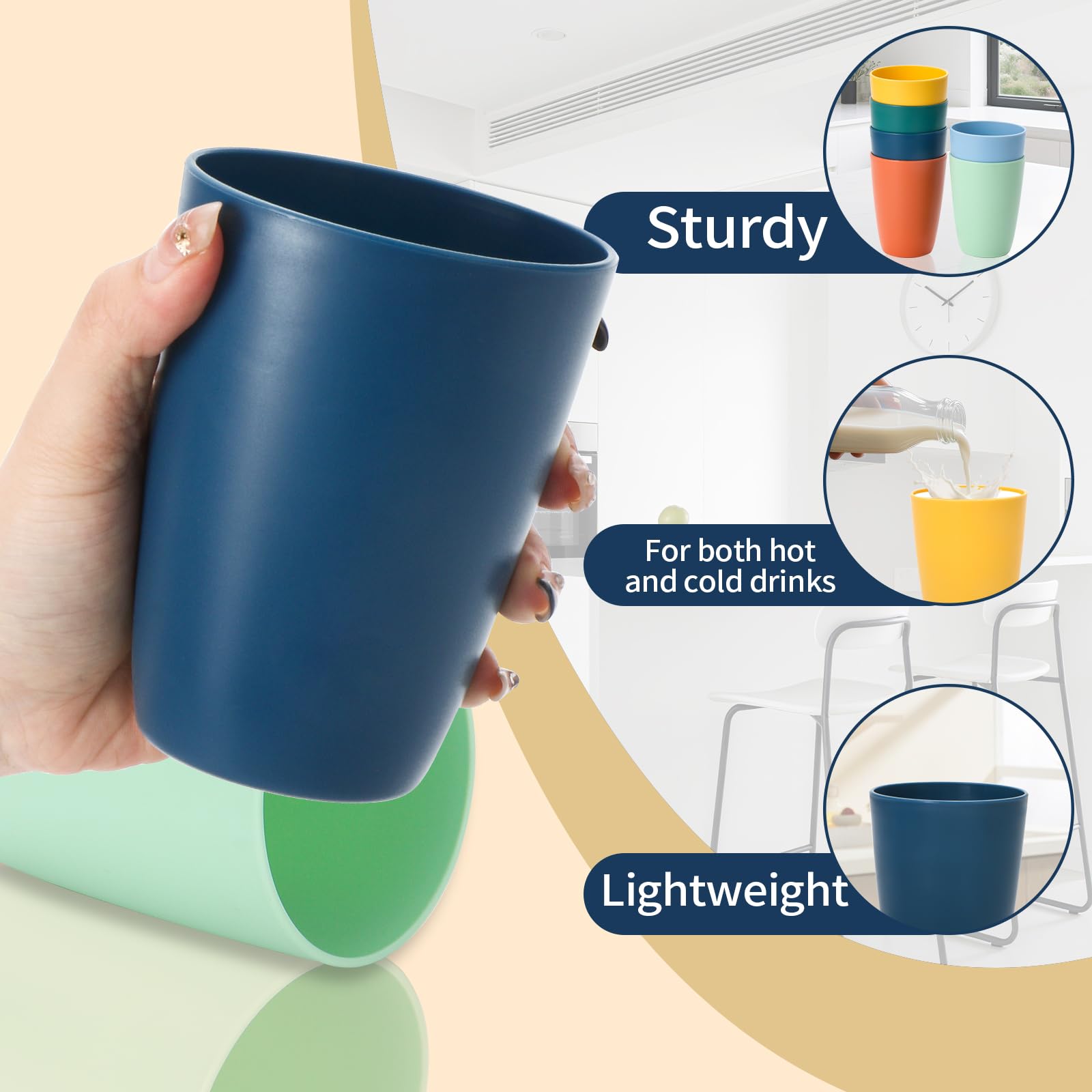 Lazycorner 12oz wheat straw cup, stackable design ideal for compact storage.