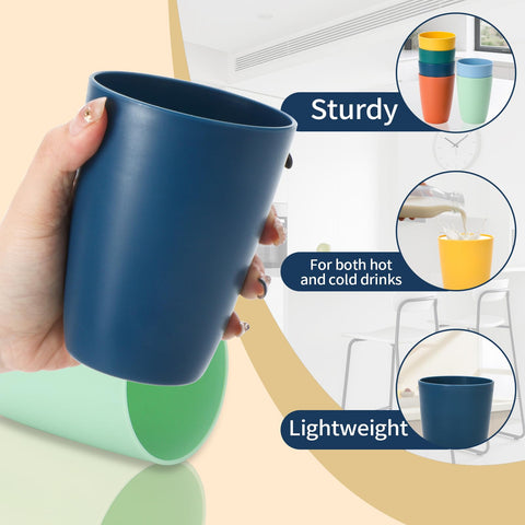 Lazycorner 12oz wheat straw cup, stackable design ideal for compact storage.
