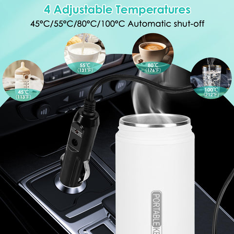 lazycozy travel kettle with four temperature settings for precise heating.