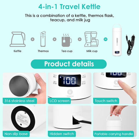 lazycozy travel kettle on the road, quick hot water anytime.