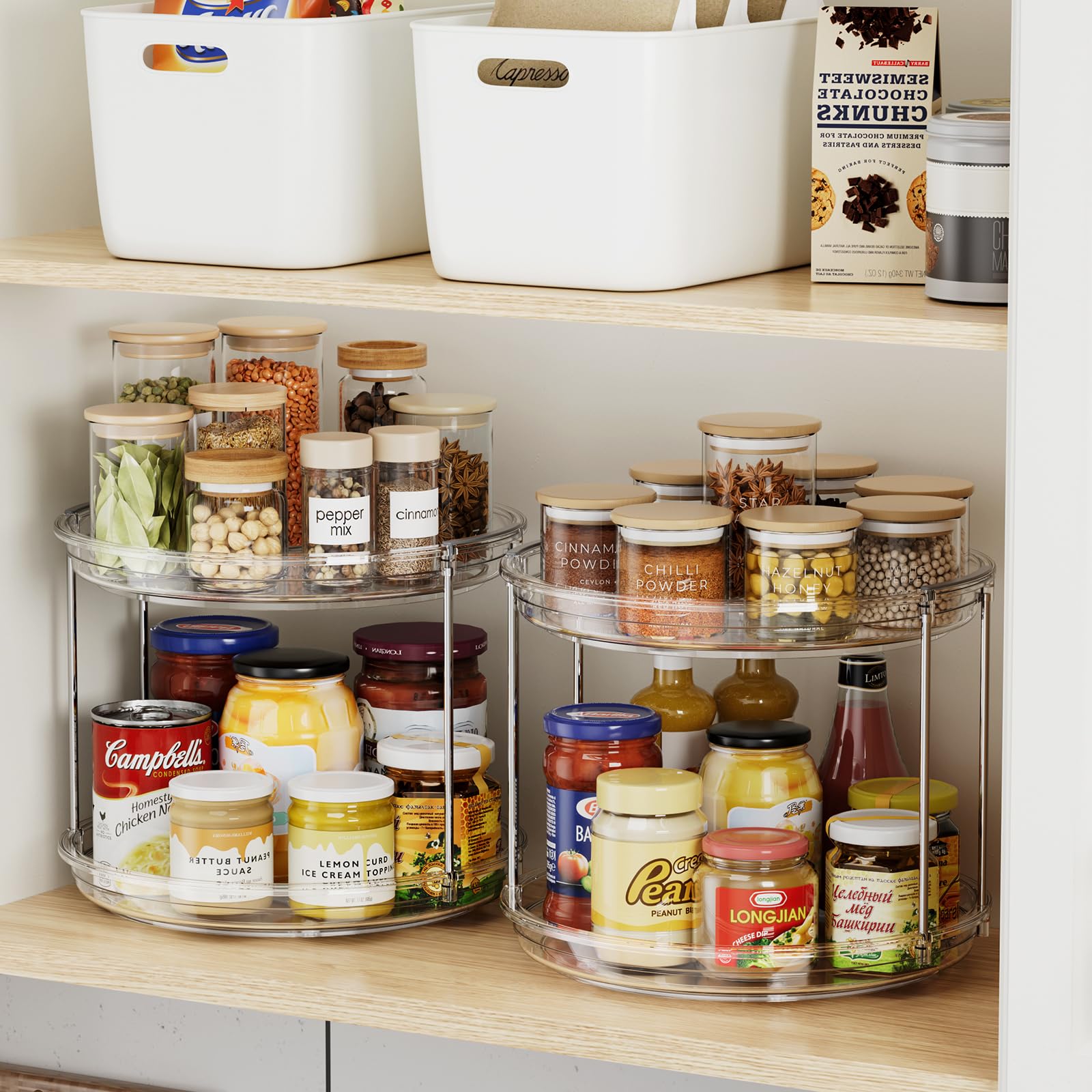 LazySpin kitchen cabinet use illustrates efficient space saving and organization.