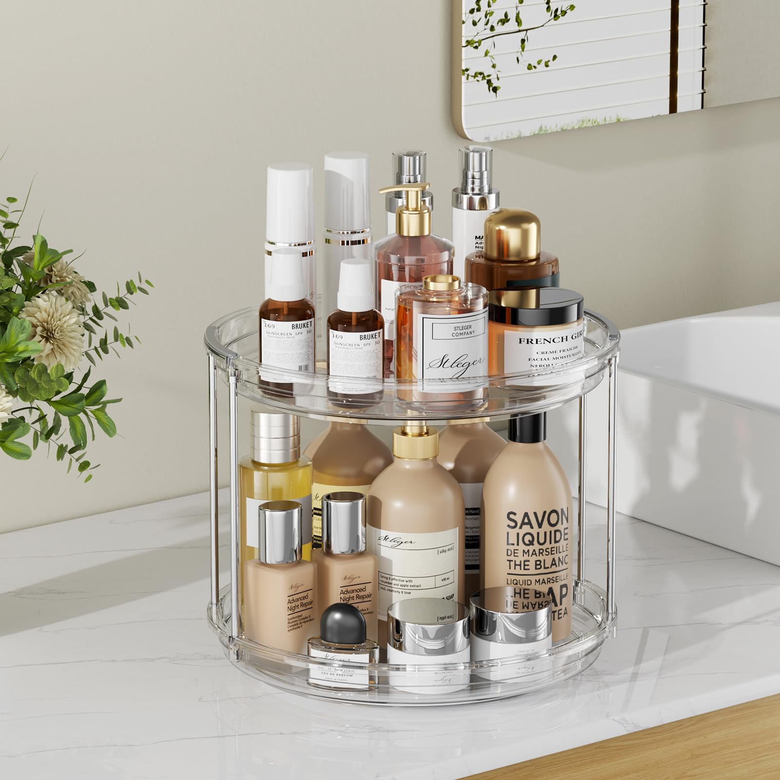 LazySpin pantry organization with the turntable in action for easy access.