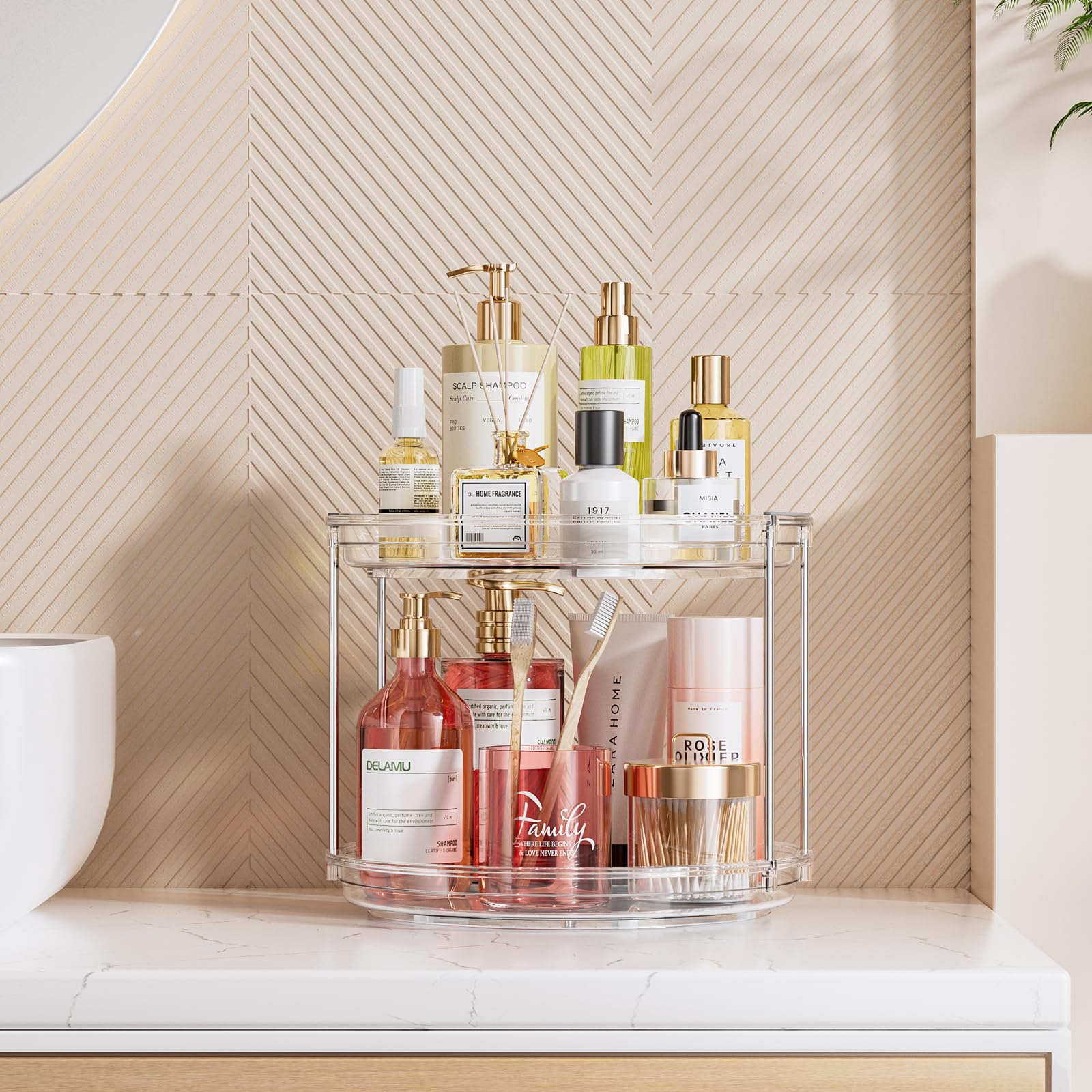 LazySpin versatile organizer fits kitchen, pantry, fridge, bathroom, vanity.