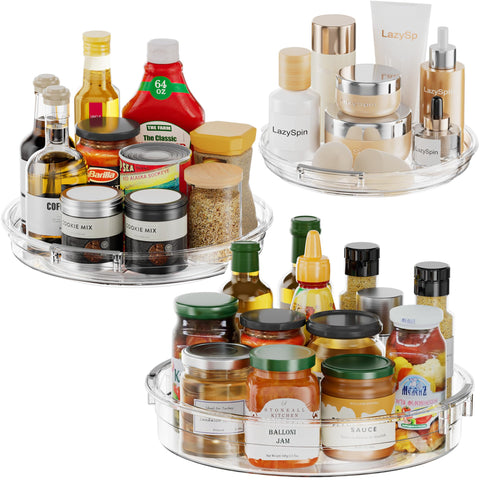 LazySpin three-pack compact spice-rotator for easy kitchen access