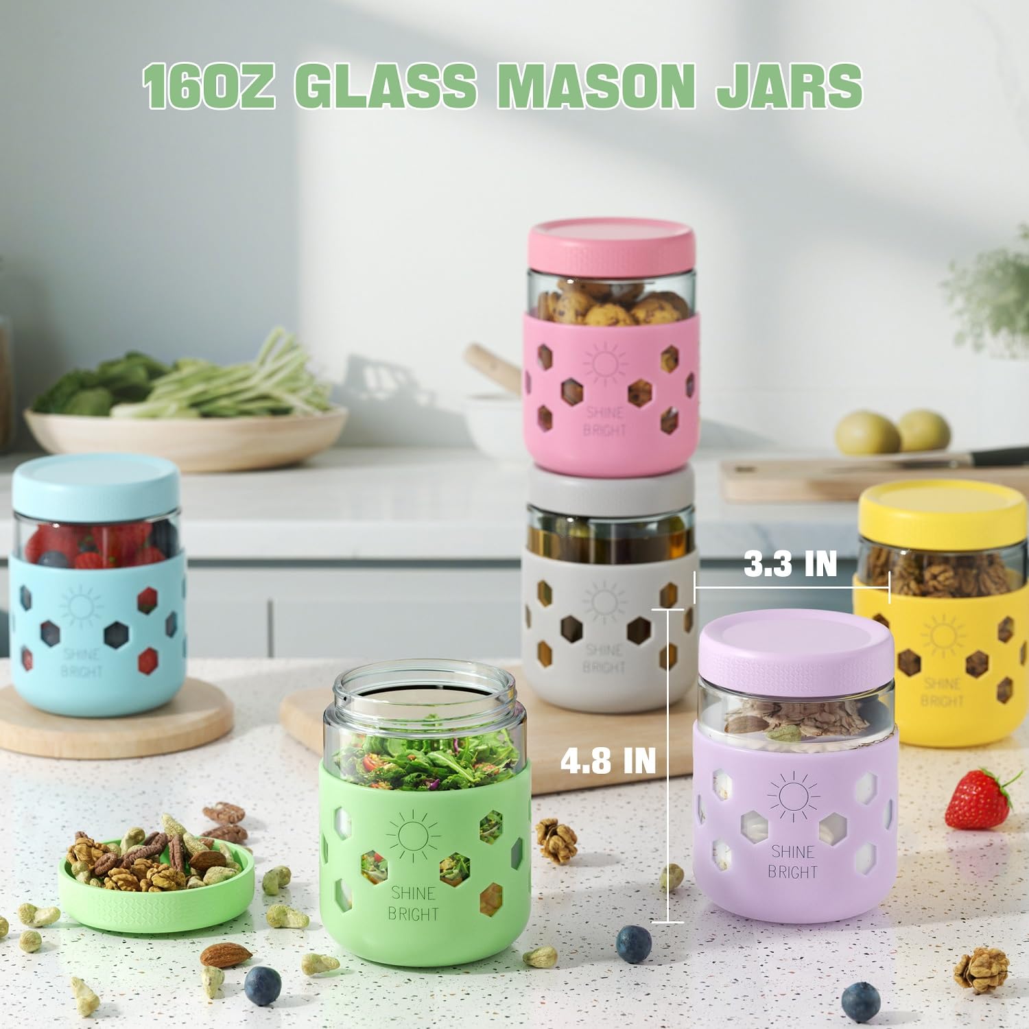Lazyshine airtight screw-on lid seal keeps yogurt or salads fresh.