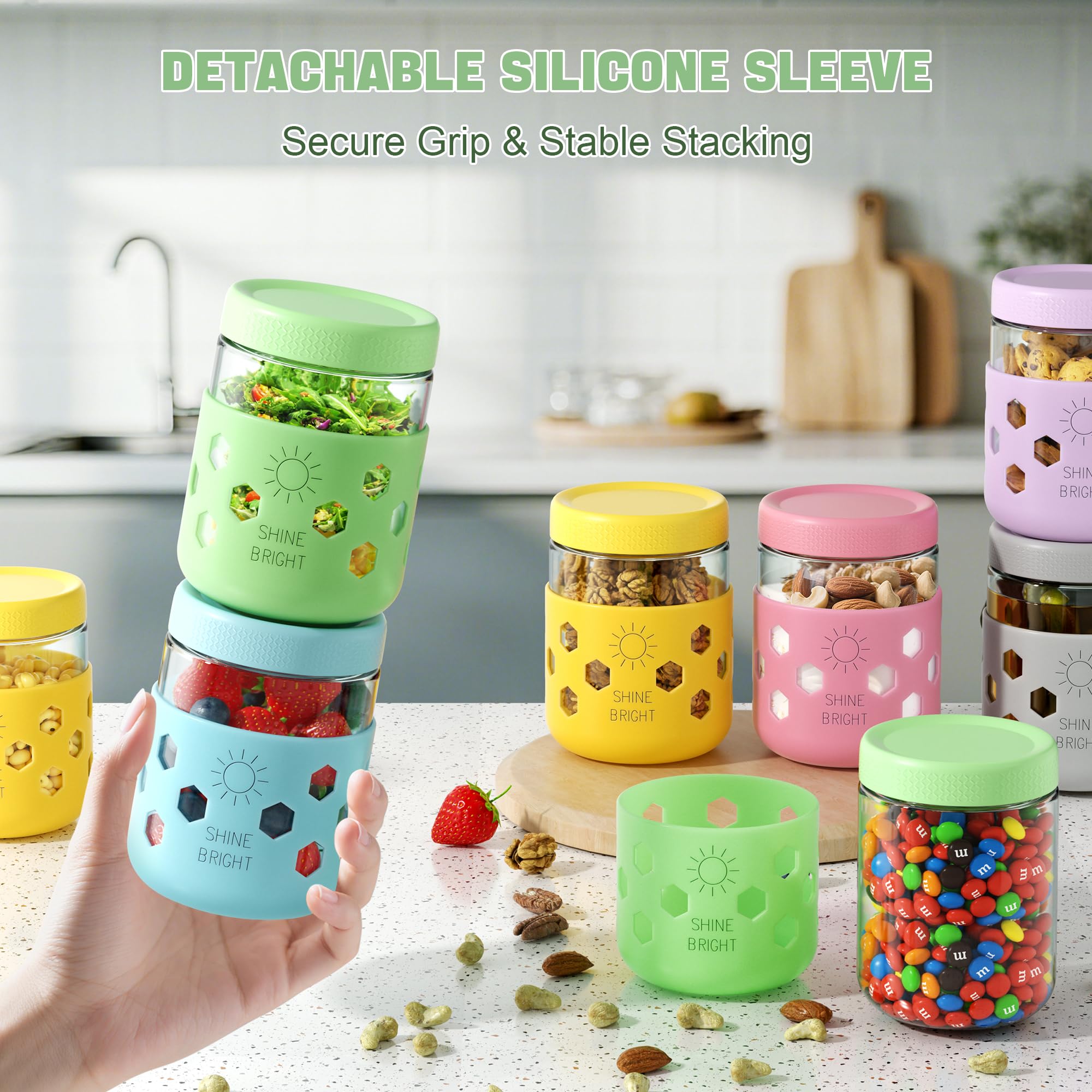 Lazyshine yogurt parfait jar supports convenient layered snacks.