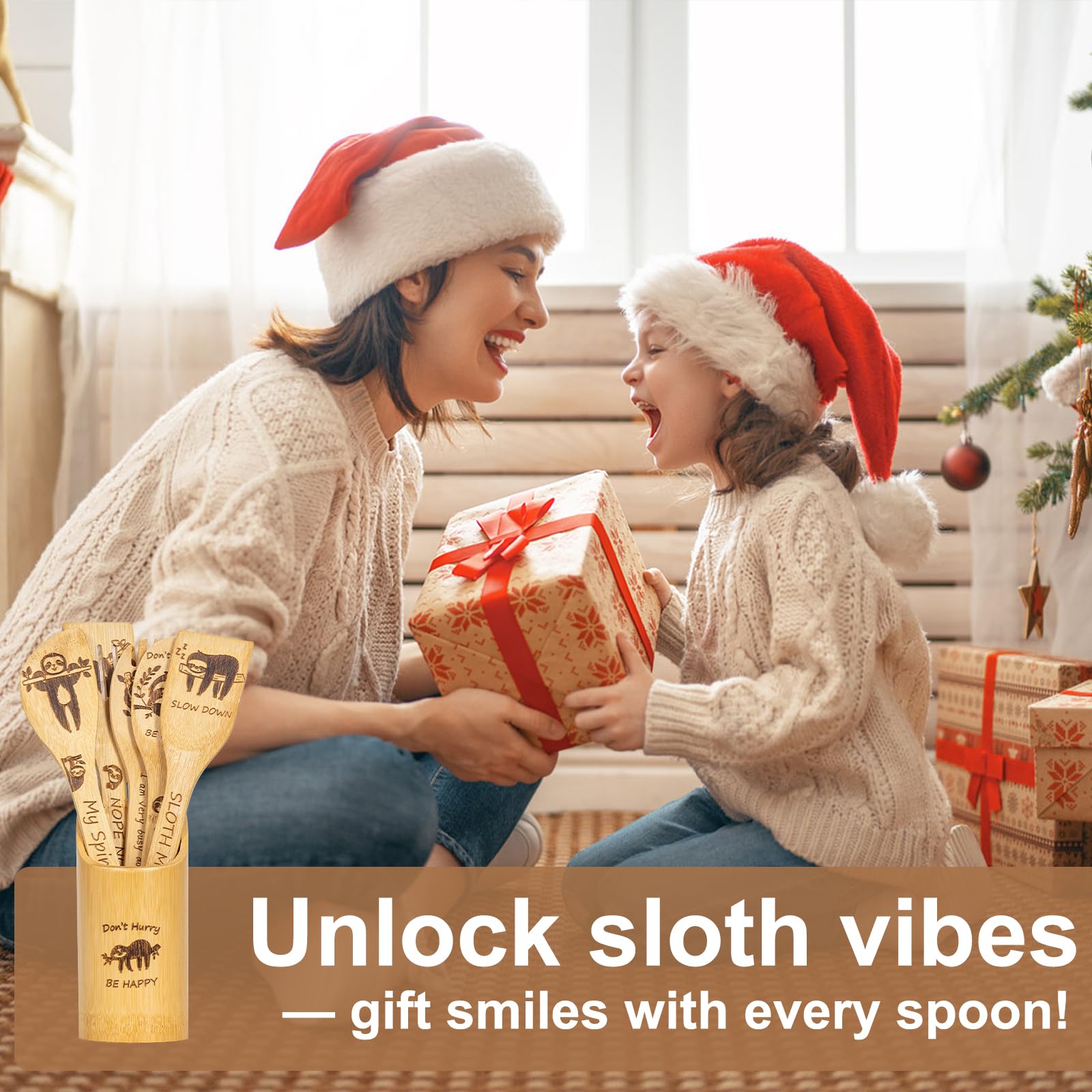 LBCIGOR engraved-sloth design bamboo spoons add character to kitchens.