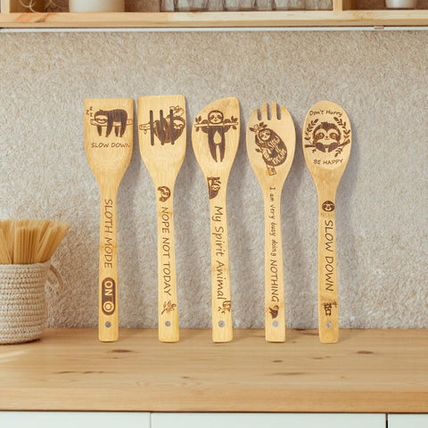 LBCIGOR sloth spoon-spork bamboo for versatile stirring and serving.