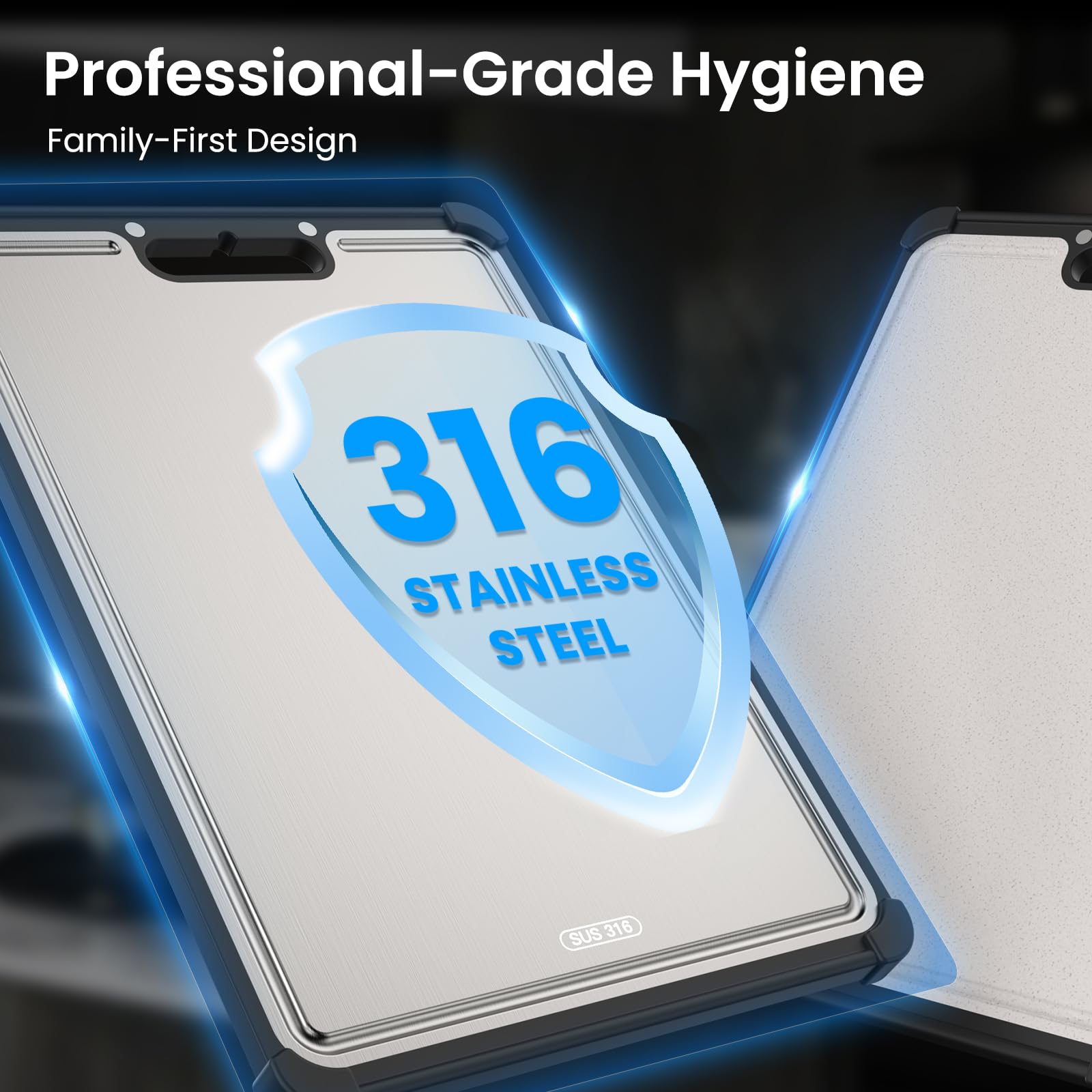 LBD premium 316 stainless steel cutting board dimensions 16-9 x 11-8 reference