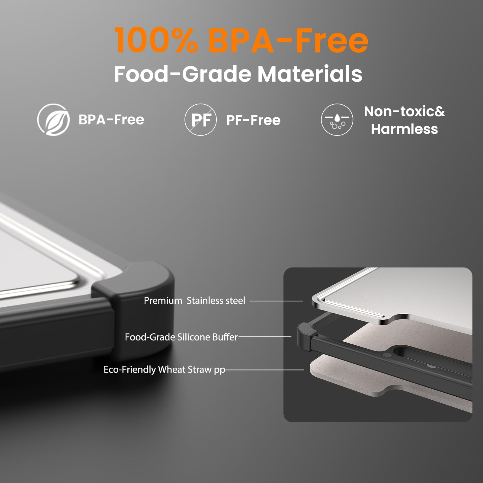LBD premium 316 stainless steel cutting board dual sided eco side for vegetables