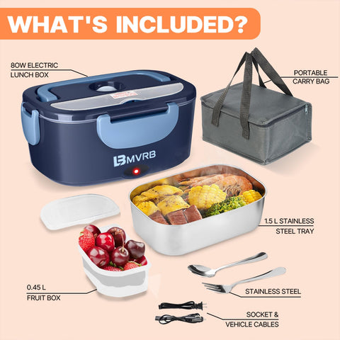 LBMVRB lunch box blue leak-proof lid reduces spills on the road