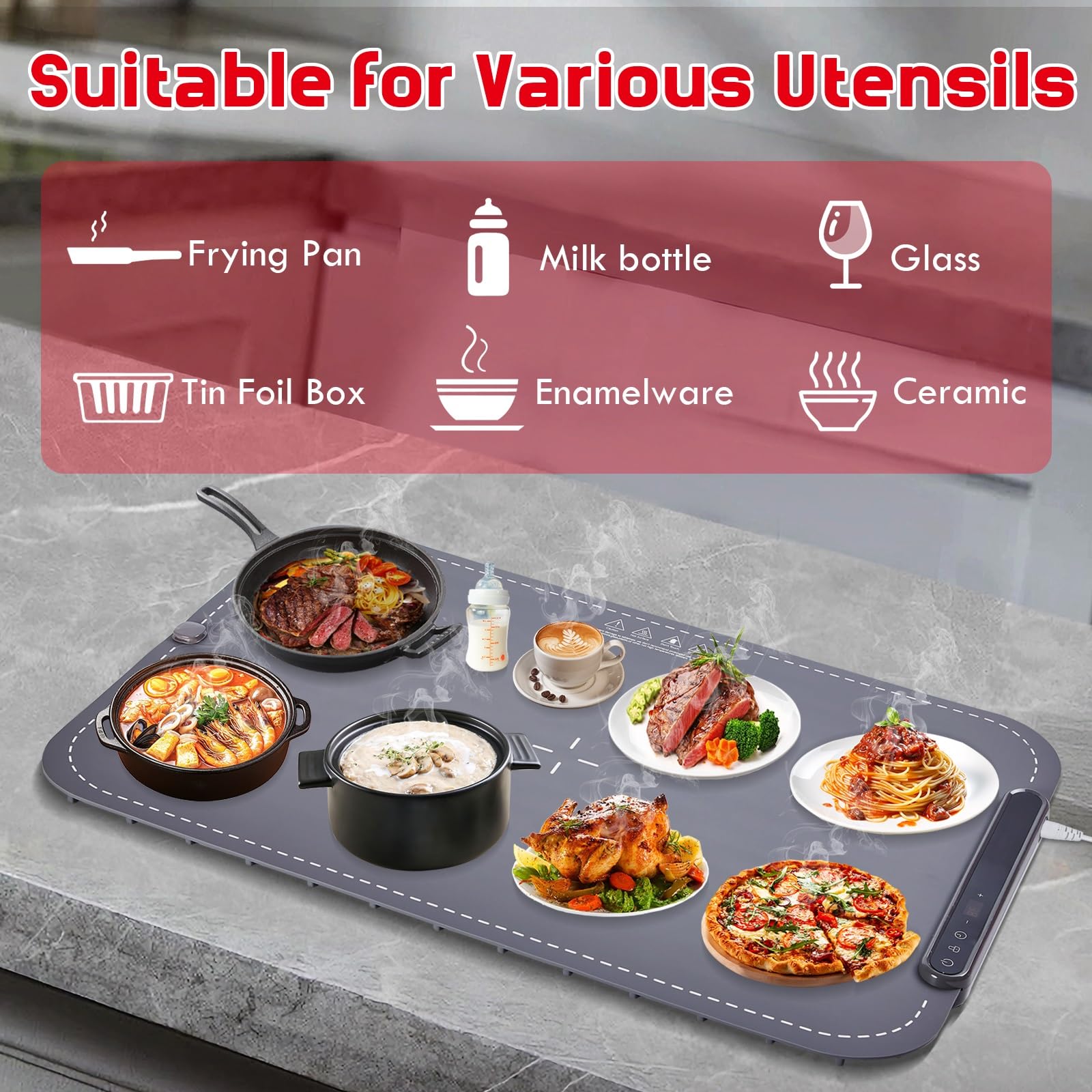 LBOLHZO BPA-free silicone nano mat provides safe, pliable heat for meals.