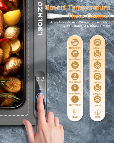 LBOLHZO warming mat heat levels display helps set serving temperature precisely.