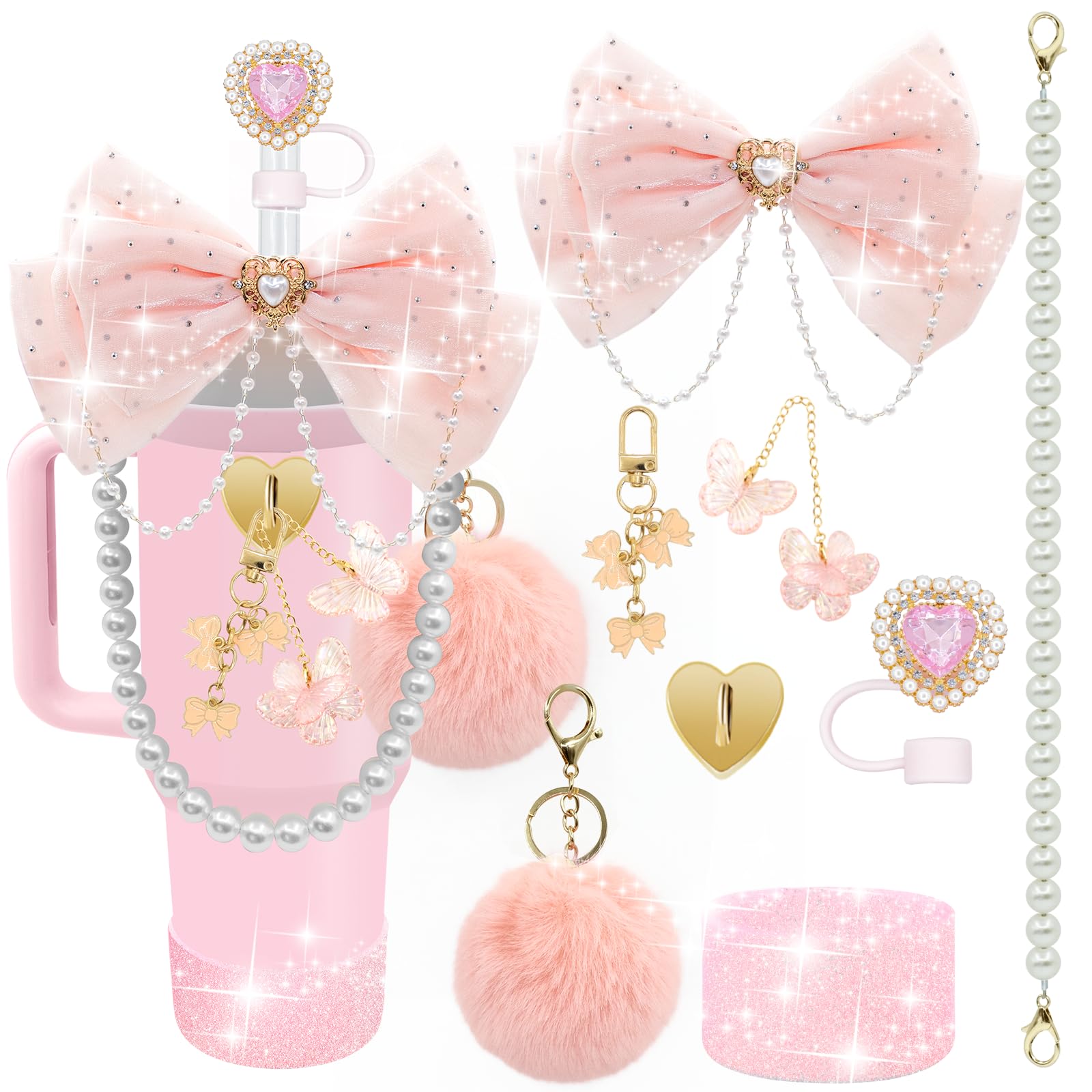 LBU Bling Stanley bow topper adds sparkle to your tumbler for daily glam.