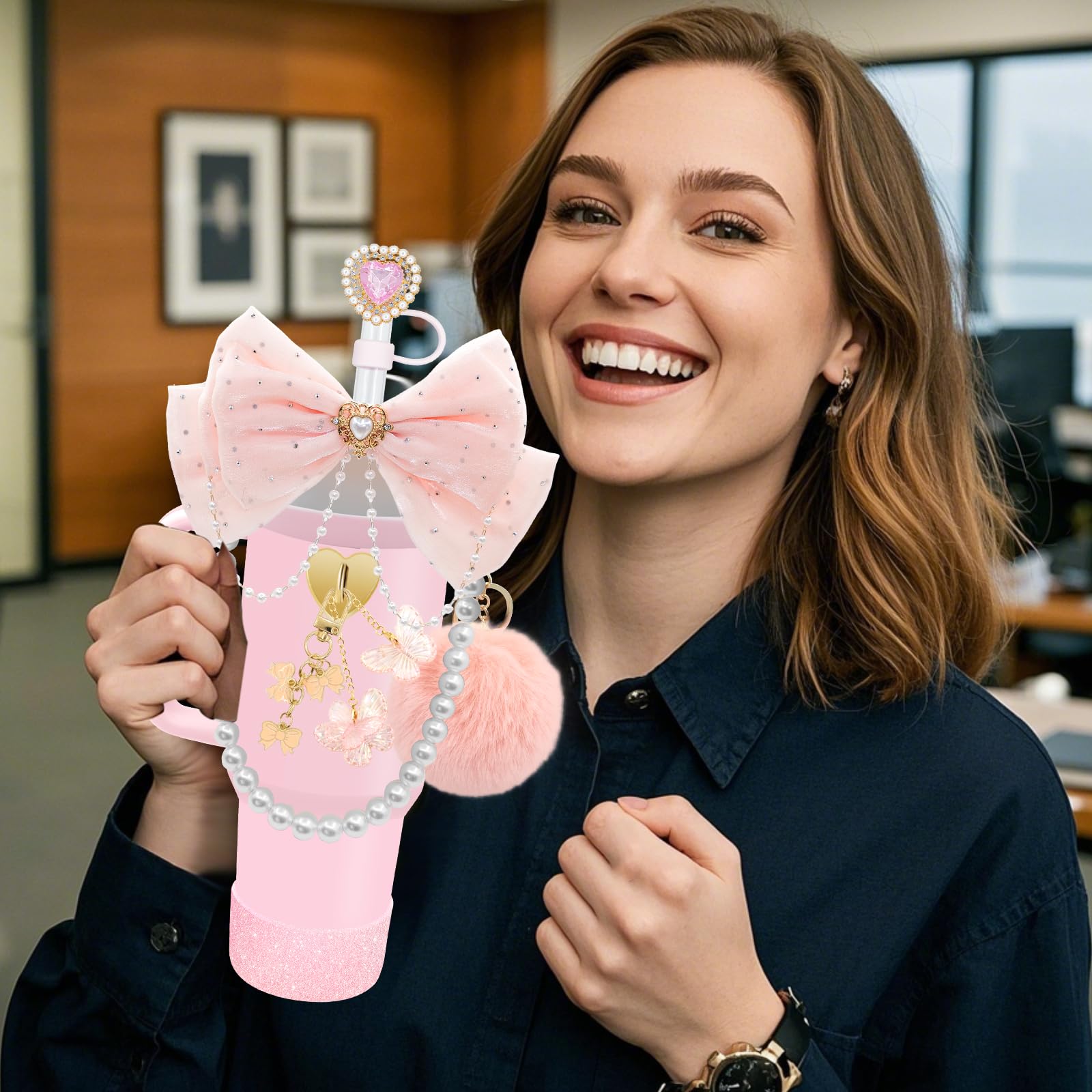 LBU Stanley butterfly charms enhance personalization and fun on the tumbler.