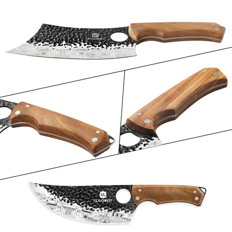 Lccowot 7in butcher cleaver for heavy-duty chopping with stable grip.