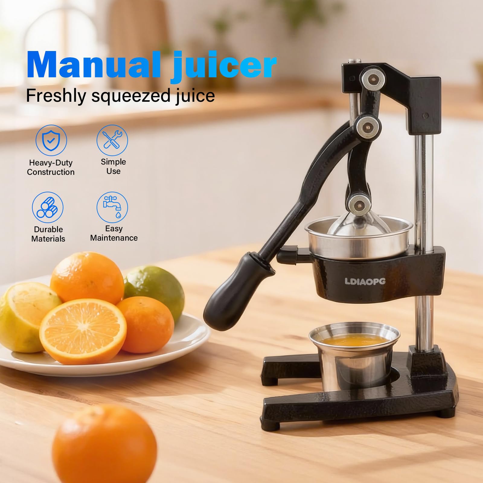 Ldiaopg citrus press with ergonomic handle for effortless juice extraction.
