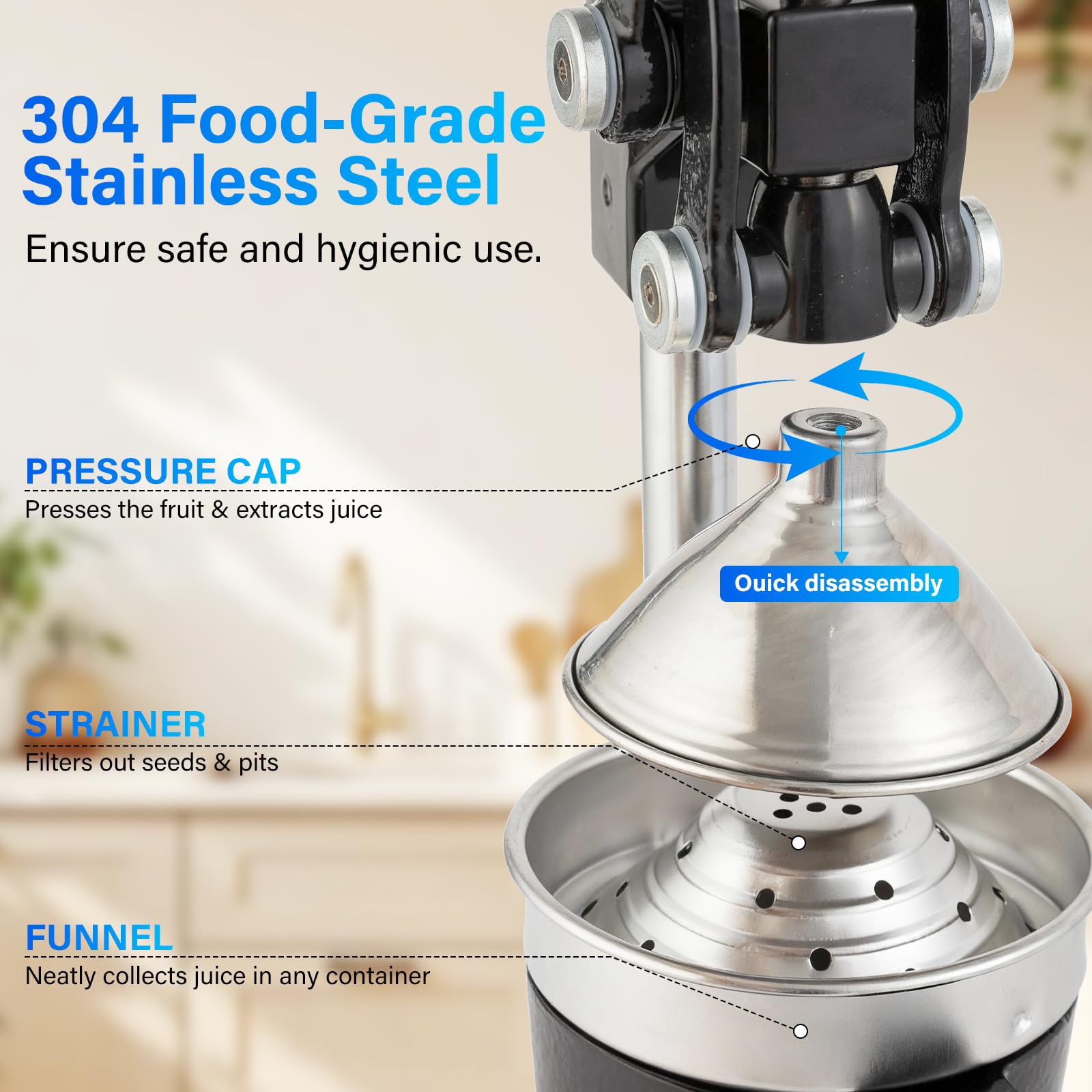 Ldiaopg countertop-stable juicer base with non-slip feet.